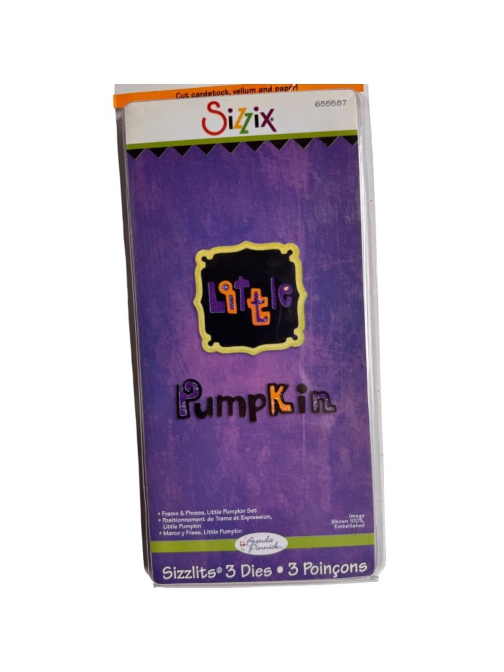 Sizzix Sizzlits 3 Embossing Dies Little Pumpkin Halloween Purple Brenda Pinnick - Picture 1 of 8